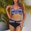 Женский сексуальный комплект бикини из двух частей, модный купальник с пуш-ап и цветочным принтом, разделенный купальник, костюм бикини, женский пляжный купальник с лямкой на шее