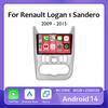Для Renault Logan 1 Sandero 2009 - 2015 Для Dacia Duster 2010 - 2017 Автомобильный Радио Мультимедиа Видео Плеер Навигация GPS Android 14
