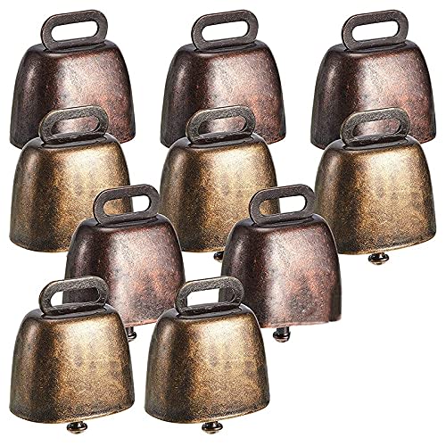Stuurvnee 10 Pieces Small Brass Bells for Cows, Horses, and Sheep, Retro Copper Bells for Horses and Sheep, Cowbell Noise Makers