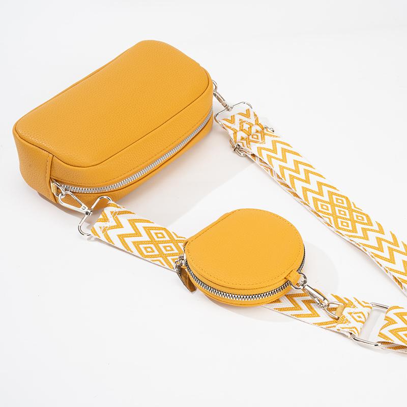 Комплект сумок через плечо из полиуретана в японском стиле - минималистичная квадратная сумка через плечо с кошельком и широким ремнем (Парные сумки для матери и дочери, повседневная маленькая сумочка)