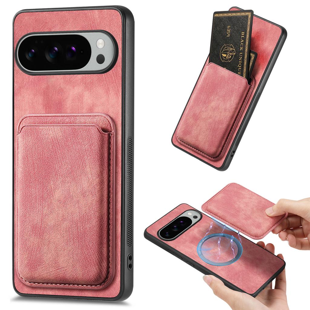 For Google Pixel 10 Pro XL Case Compatible with MagSafe Leather Back Cover with Detachable Card Holder