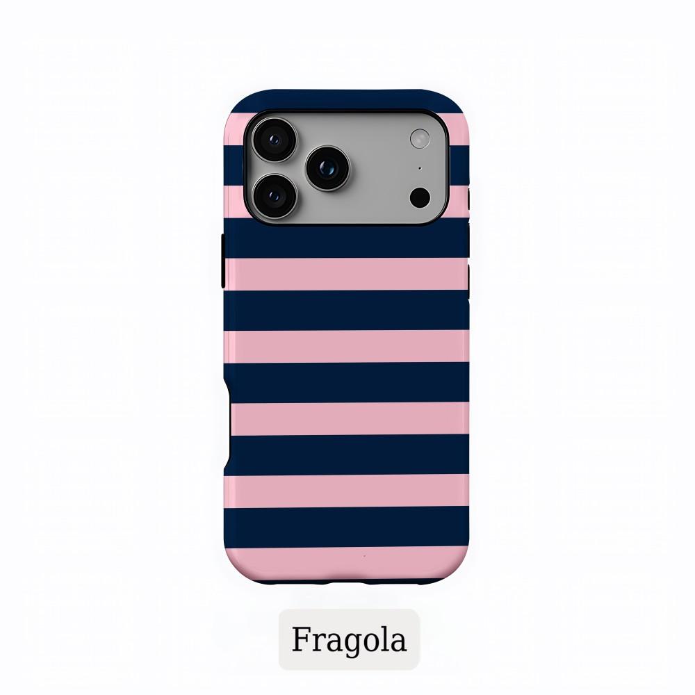 Stripe Phone Case for iPhone 17 16 15 14 13 12 11 Air Pro Max Plus Luxury Clmj Fragola Coloful Stripes Double-layer Back Cover