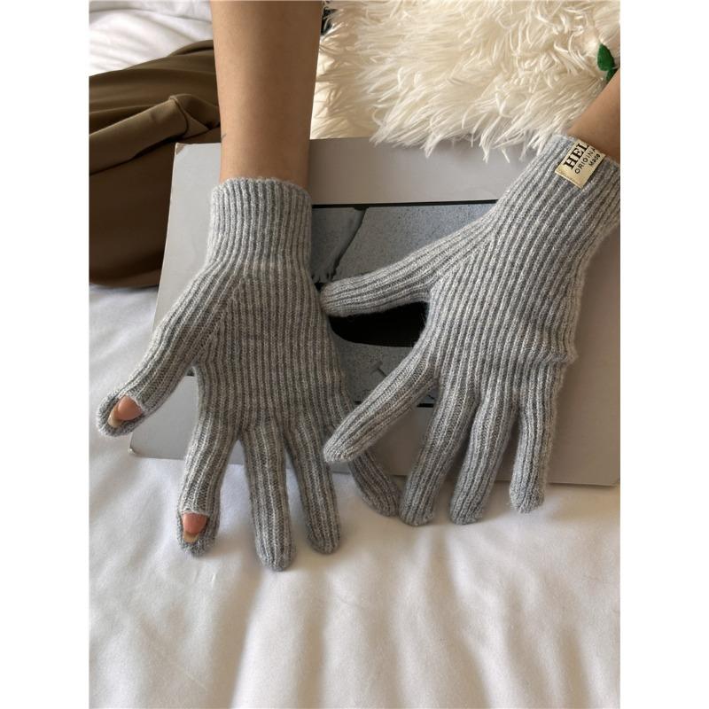 Осенне-зимние варежки из вязаной шерсти с открытыми пальцами и сенсорным экраном, новый стиль для женщин, теплые, для активного отдыха, для велоспорта