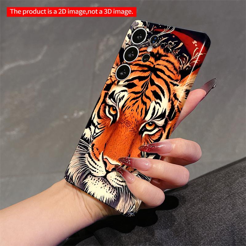 2DFlat Samsung phone case Tiger Face Art Phone Case Applicable to Galaxy S23 S24 S25ULTRA S26 A12 A14 A15 A16 A54 A55