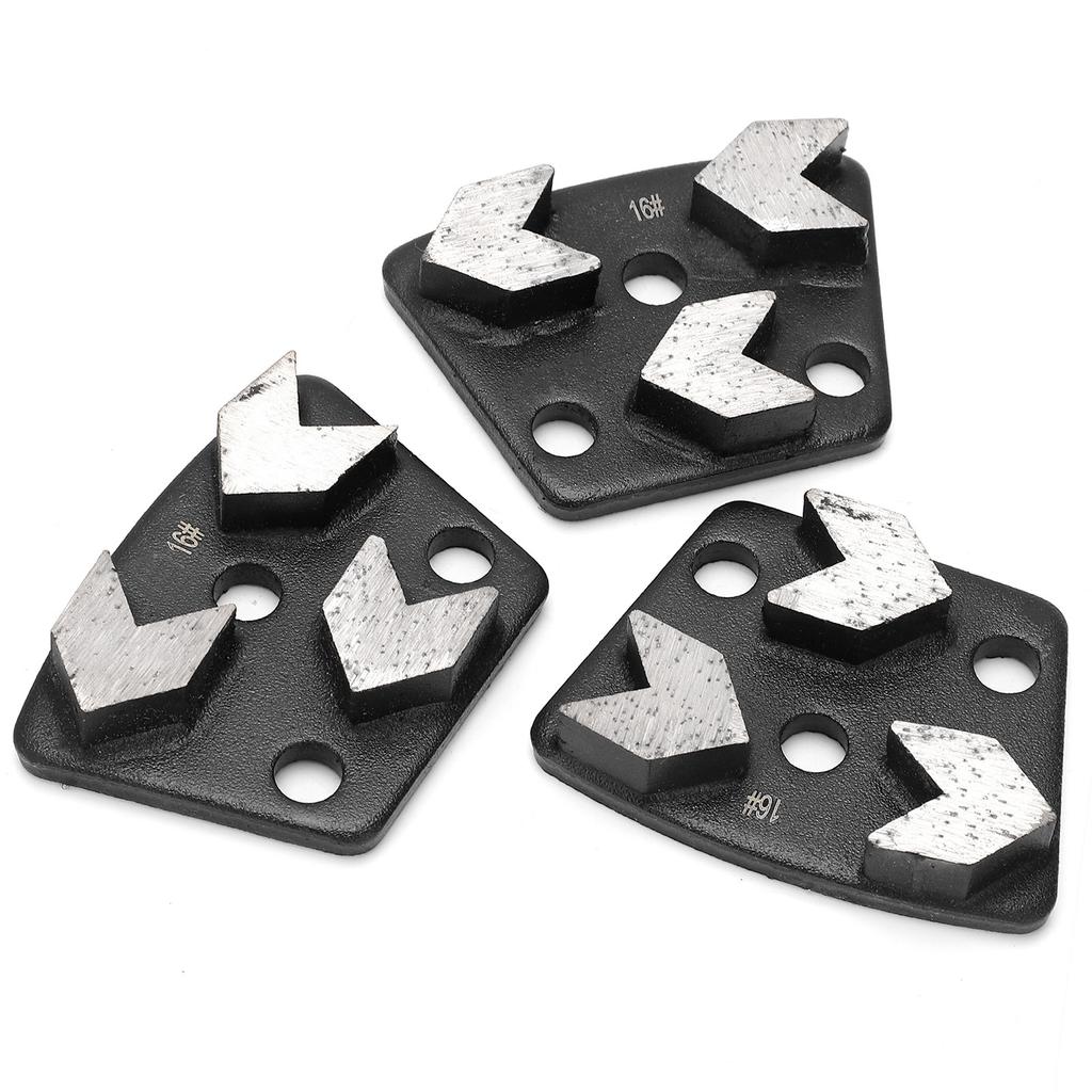 3Pcs Trapezoid Diamond Grinder Concrete Grinding Shoes Cutting Tool Disk Set 16# Black