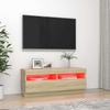 Vidaxl Szafka Tv Z Oświetleniem Led, Dąb Sonoma, 100X35X40 Cm
