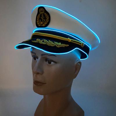 Новая Светящаяся Капитанская Шляпа Светодиодная Шляпа Моряка Зажигающаяся Морская Кепка Светящаяся в Темноте Морская Тематическая Вечеринка Костюм Косплей Реквизит для Вечеринки