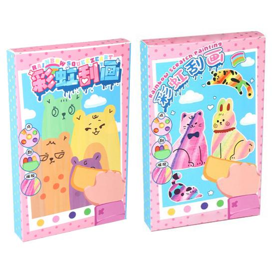 1 набор DIY Rainbow Scratch Painting Kit с красками, ручками, наклейкой-скребком