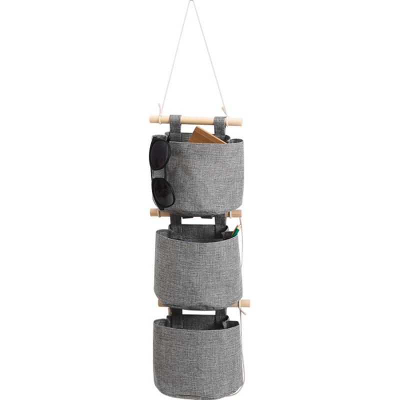Sundries Home Decor Pockets Hanging Storage Bag Bathroom Wall Door Foldable Detachable Wardrobe Cotton Linen Closet Organizer