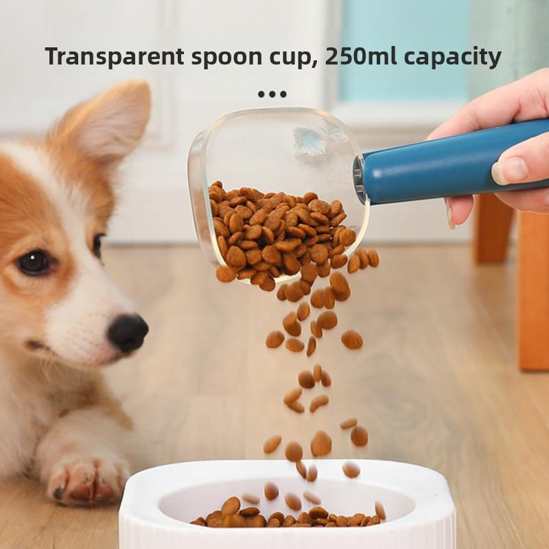 Transparent Pet Food Spoon with Scale Measurement, Cat and Dog Pet Food Scooping Spoon, Cat and Dog Food Spoon