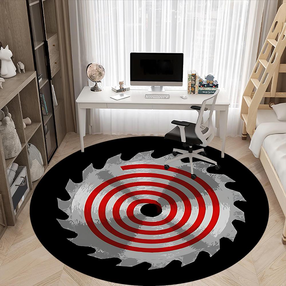 1pc Saw Blade Chainsaw Office Round Area Rug, Under Office Chairs Bedroom Living Room Home Decor, Room Deco, Available in Various Sizes