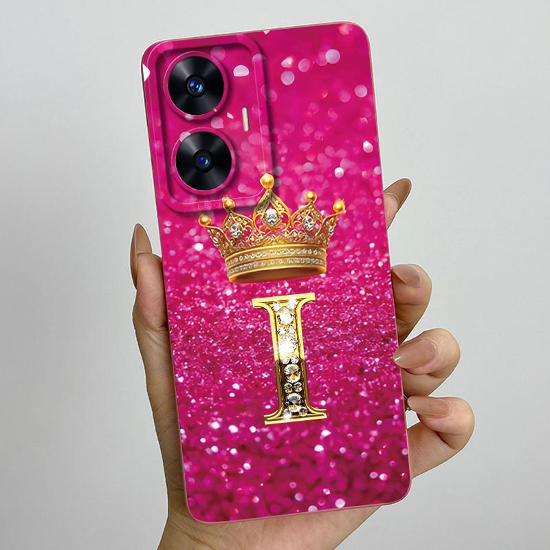 Для Realme C55 RMX3710 Роскошный Чехол-Крышка с Буквами-Коронами Мягкий Силиконовый Чехол для Телефона Для Realme Narzo N55 C 55 RealmeC55 NarzoN55 Бампер
