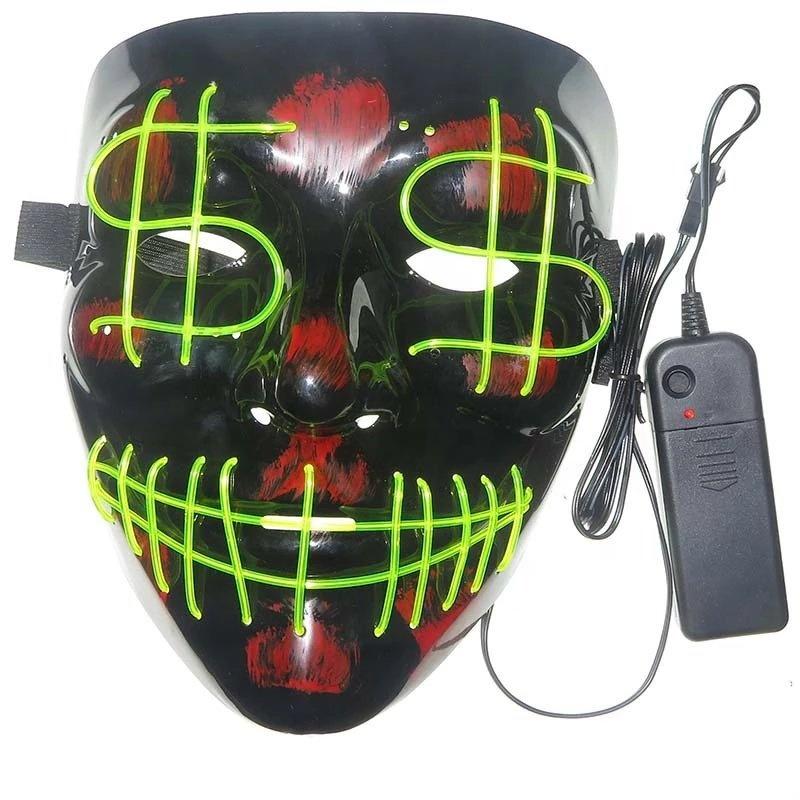 Halloween Light up Mask El Wire Scary Mask, Halloween Mask Kids, Halloween Scarf Mask Dollar Mask