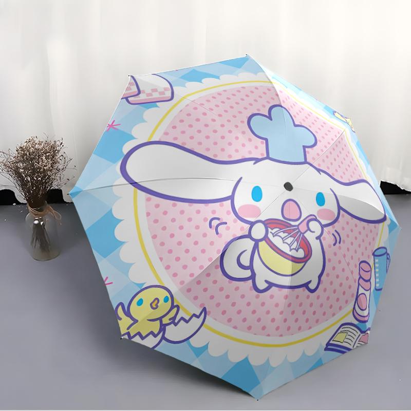 Автоматический зонт Sanrio Cinnamoroll, 8 спиц, железный каркас, пластиковая ручка, подходит для путешествий на открытом воздухе и на каждый день, идеальный подарок