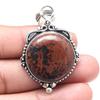 Pendant Mahogany Obsidian Gemstone Valentine'Day Gift Silver Jewelry 2.25"