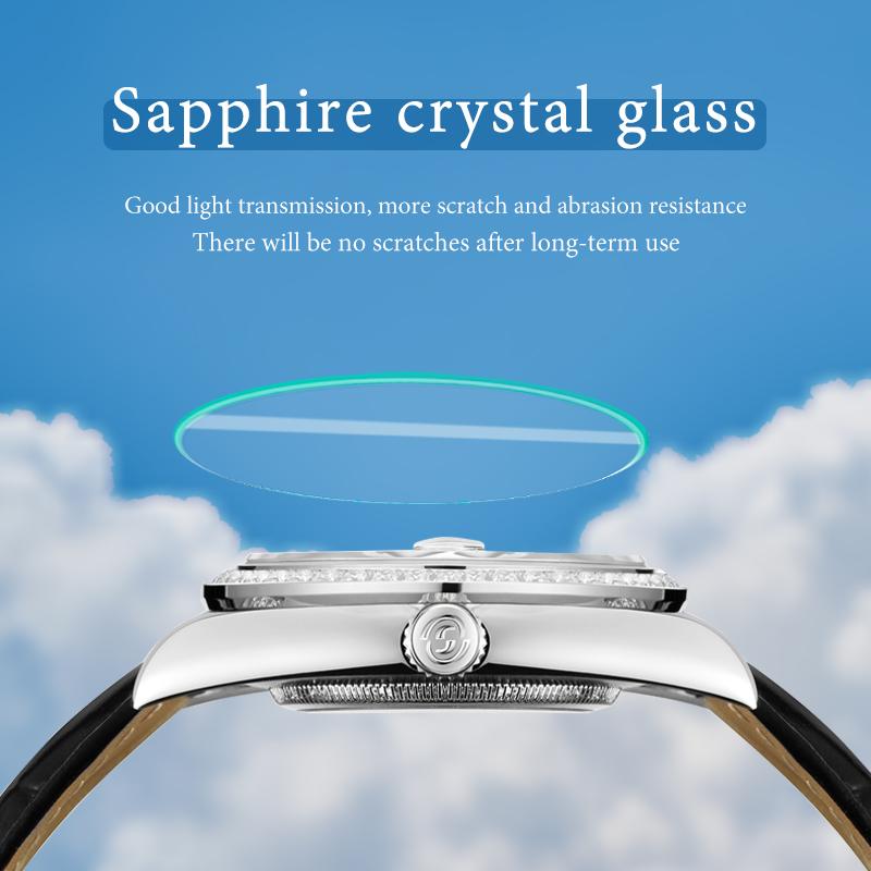 Start Женские часы с перламутровым циферблатом, модные повседневные автоматические механические часы, водонепроницаемые кожаные часы с функцией даты