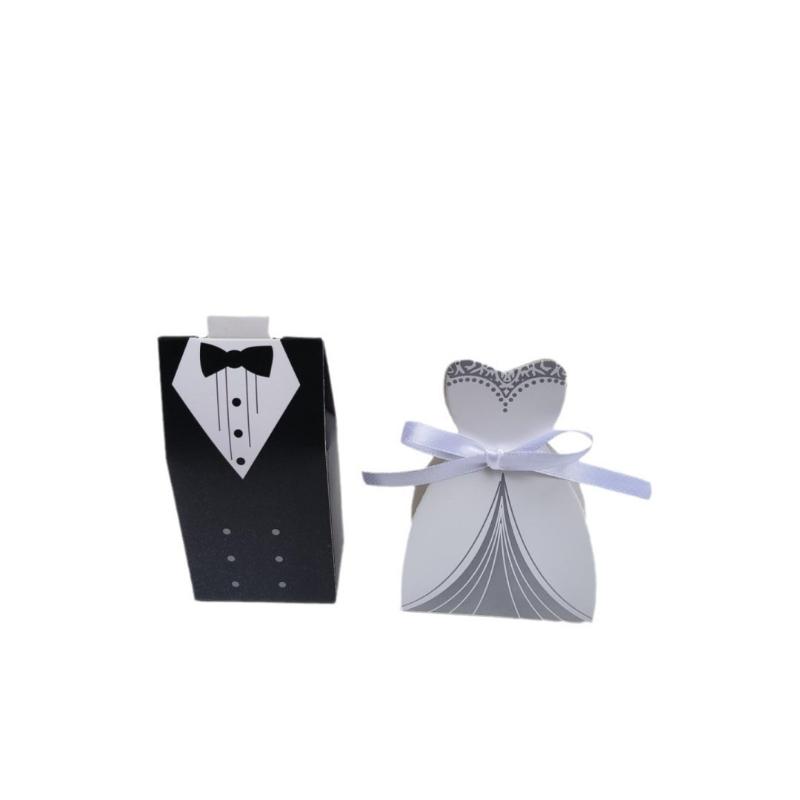 100 шт./лот платья невесты и жениха свадебные коробки конфет подарочные пакеты свадебные сувениры своими руками AVE