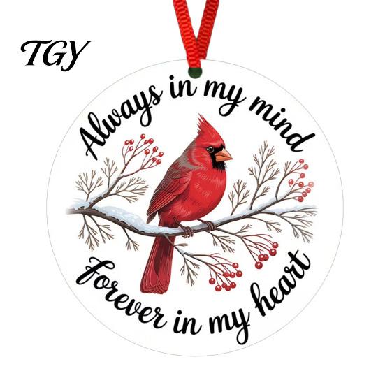 Acrylic Round Pendant Decorations 2D Christmas Hanging Ornaments, Santa Snowflake Reindeer Holiday Party Decor Tree Decorations, Reusable Pendants for