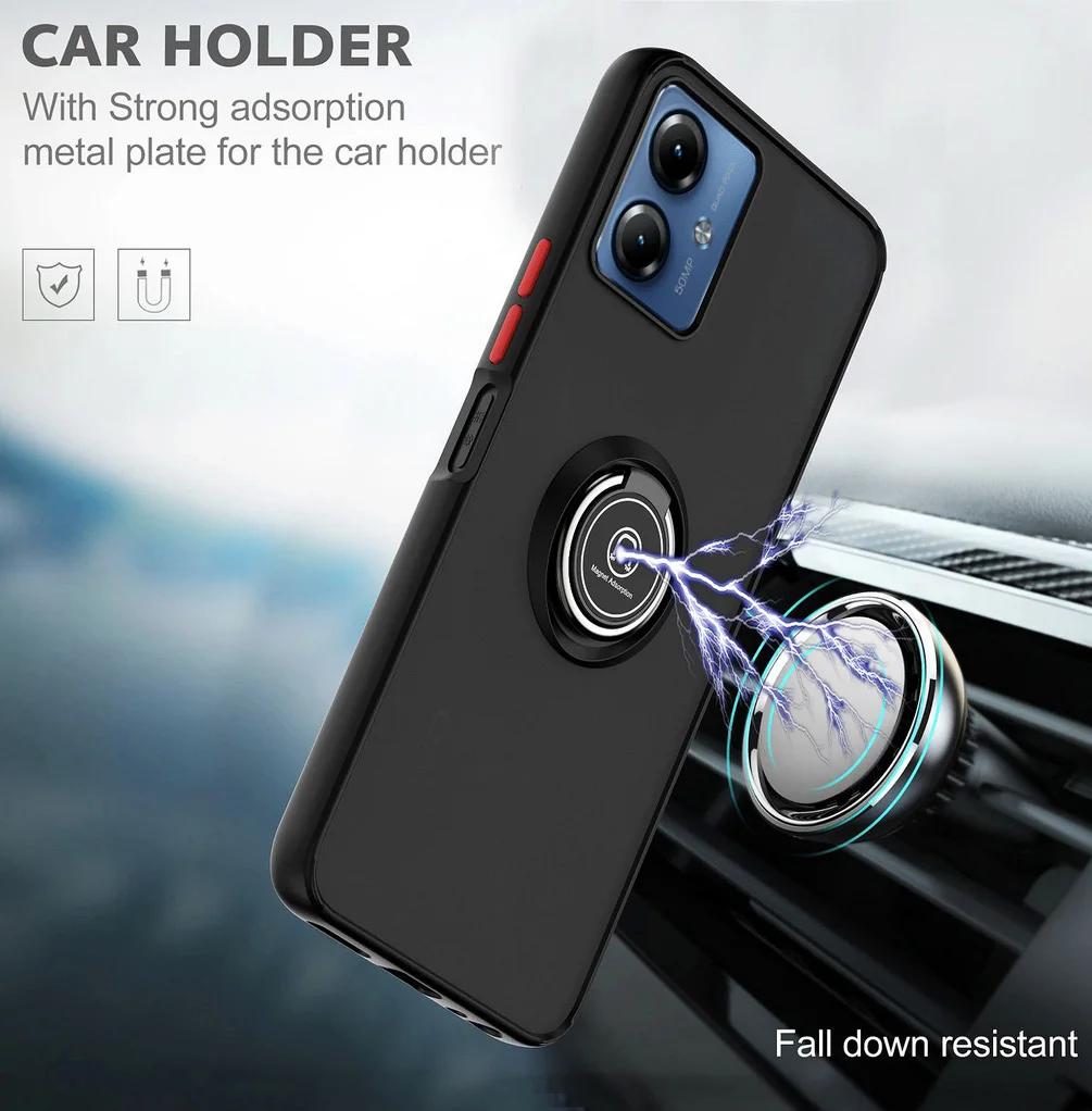 Матовый защитный чехол для Motorola Moto G14 G04 G04S G24 G54 G84 G53 G23 G13 G52 G42 E14 чехол-кольцо магнитный держатель подставка чехол Funda