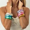 Ingemark 7 Colors Trendy Colorful Smooth Irregular Stacking Bangles for Women Y2K Resin Geometry Wide Bracelets New Yar Jewelry