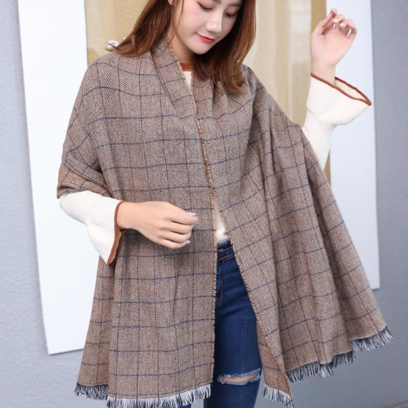 Imitation Cashmere Scarf Shawl Dual-purpose Tassel Thickened Men's Large Scarf Autumn and Winter Plaid Scarf Women's Winter Scarf