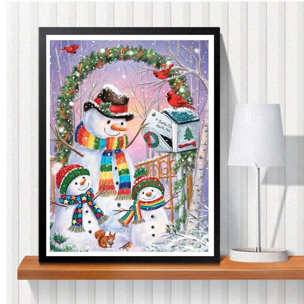 5D DIY Diamond Painting Full Drill Snowman Diamond Mosaic Embroidery Cartoon Picture Of Rhinestone Christmas Decoration
