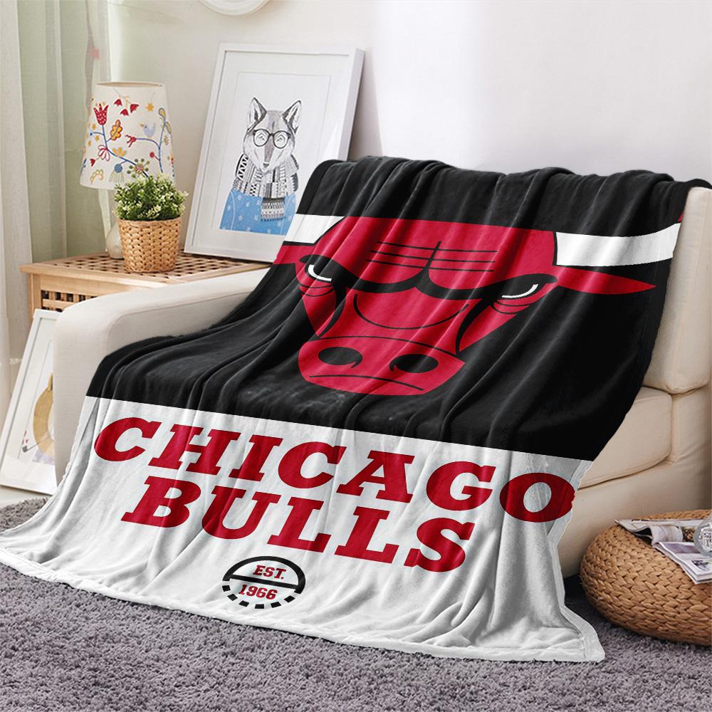 Фланелевое одеяло с принтом Chicago Bulls Высококачественное Теплое Удобное Покрывало для Всех Сезонов Идеально для Подарков Декор Дома