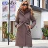 GASMAM Winter Down Jacket Women Warm Long Classic Zipper Lacing Design Pocket Hooded Slim Parkas Female Coat GM-82160