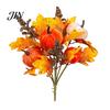Artificial Fall Bouquet with Fabric Pumpkins Maple Leaves Wheat Berries, Thanksgiving Floral Arrangement Autumn Home Decor for Centerpieces, Seasonal