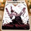 Flannel BlanketChainsaw Man Custom Name Text Personalized Soft Warm Throw Blanket Home Decor Gift