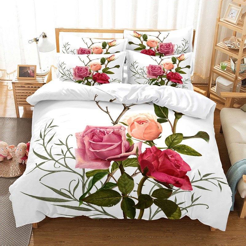 Комплект постельного белья Pink Rose, романтический подарок на День святого Валентина, комплект постельного белья Queen King Size, полиэстеровое одеяло