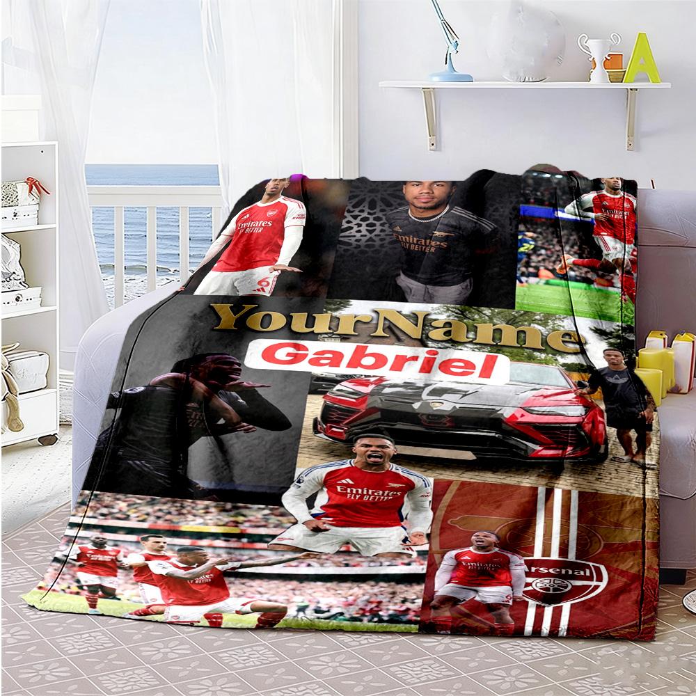 Arsenal Personalized Text Blanket Multi-purpose Personalized Blanket Durable Comfort Throw For Couch Home Decor Office Picnics All-Season Use