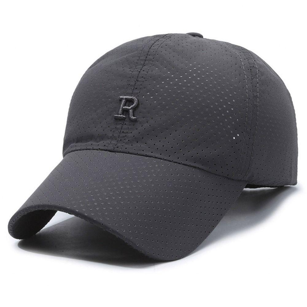 Breathable Perforated Quick-Drying Hat Letter R Embroidery Travel Sports Hat For Women Men