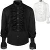 Medieval Men's Shirt High Collar Vintage Victorian Frilly Gothic Men's Jabot Shirt Top Groom's Casual Dress