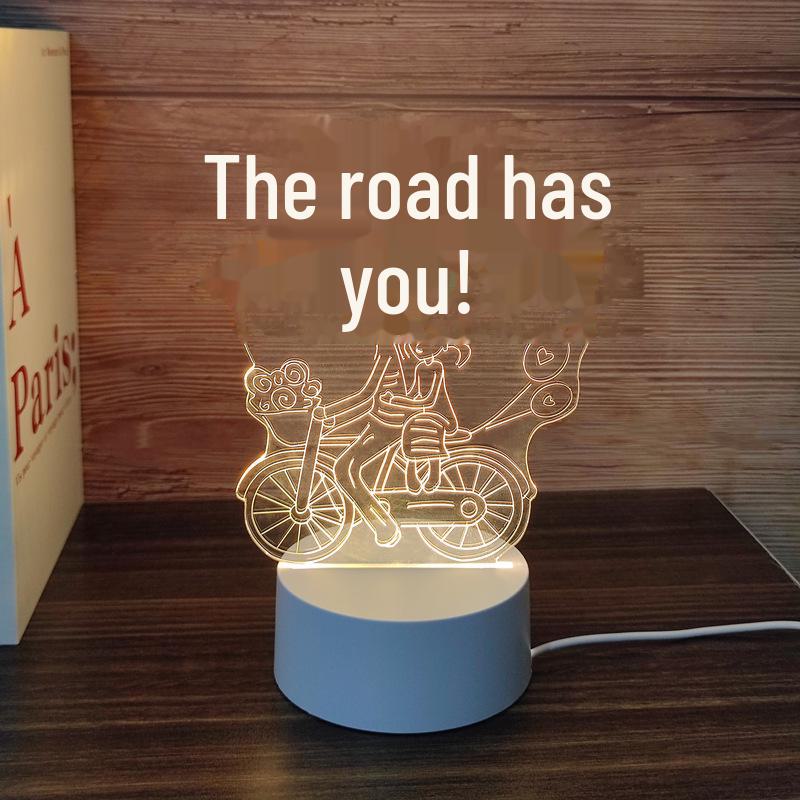 3D-светодиодный ночник: Креативный прикроватный светильник для защиты глаз в спальне, питание от USB, энергосберегающий, идеально подходит для общежитий и девочек.