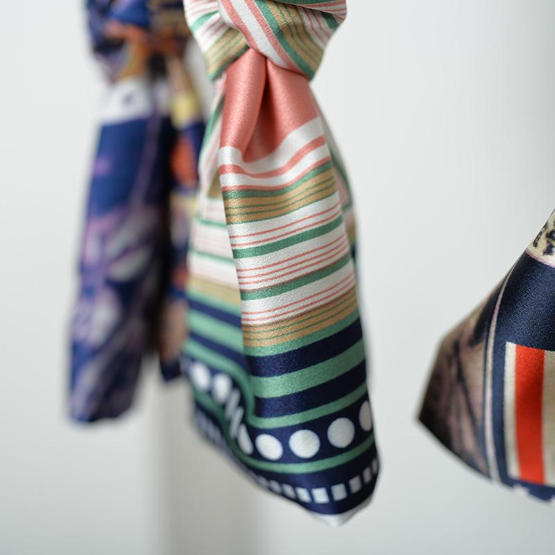 Versatile Small Silk Scarf, Autumn And Winter Ol Women'S Double-Layer Satin Surface Small Scarf, Long Scarf Versatile Scarf