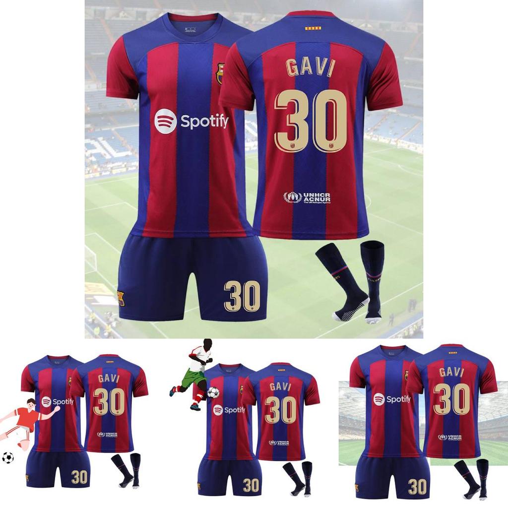 Премиальный домашний футбольный комплект «Барселоны» 2324 9 Левандовски 7 Де Йонг 8 Педри 30 Гави Джерси