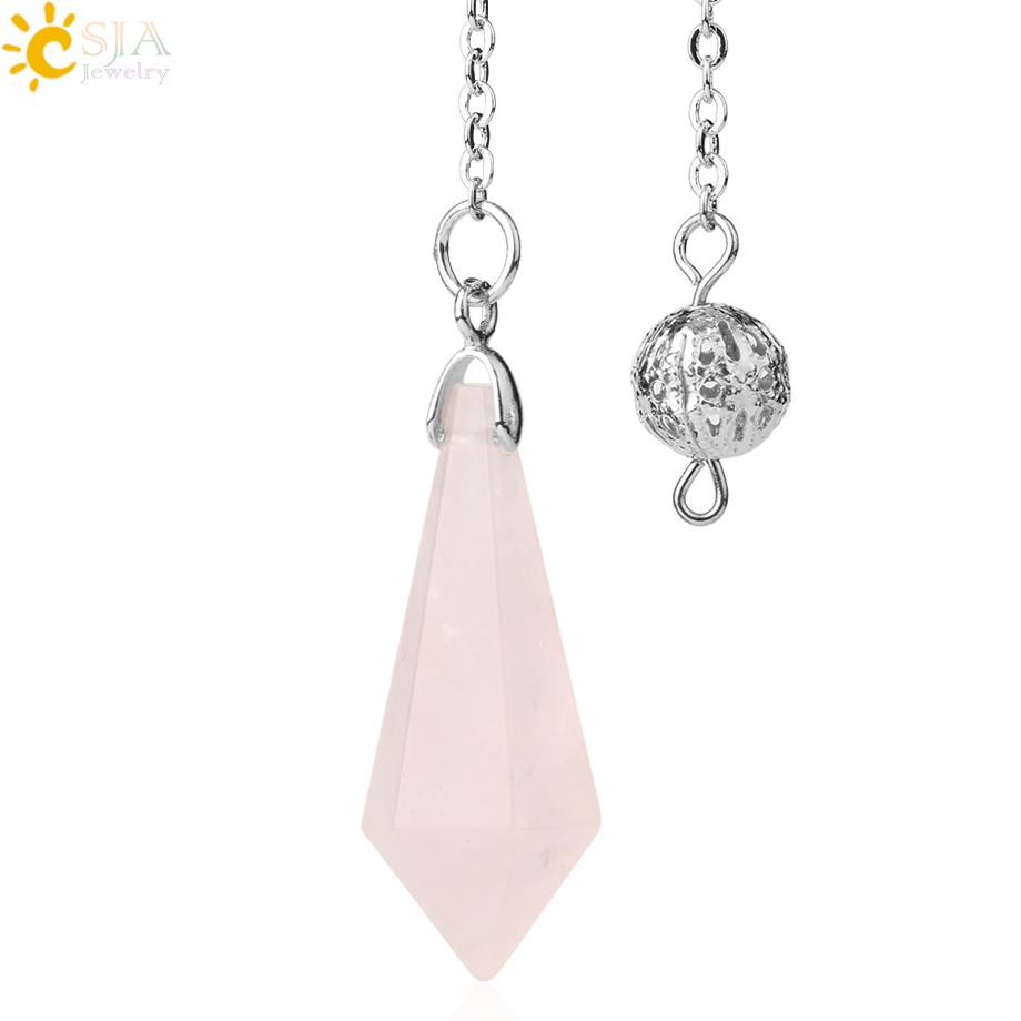 CSJA Rock Crystal Quartz Pendulum for Dowsing Rod Natural Stone Pendant Pendulos Pendules Radiesthesia Spiritual Products G690