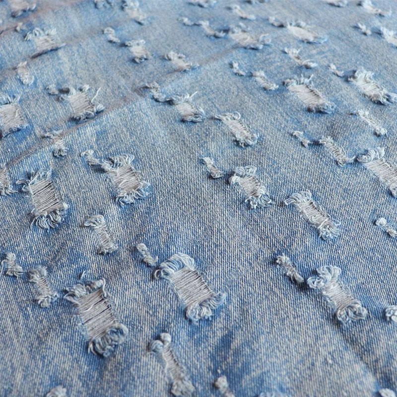 Винтажная синяя джинсовая ткань с прорезанными отверстиями для пошива брюк, курток, блейзеров, модная джинсовая ткань, материал для пошива одежды своими руками