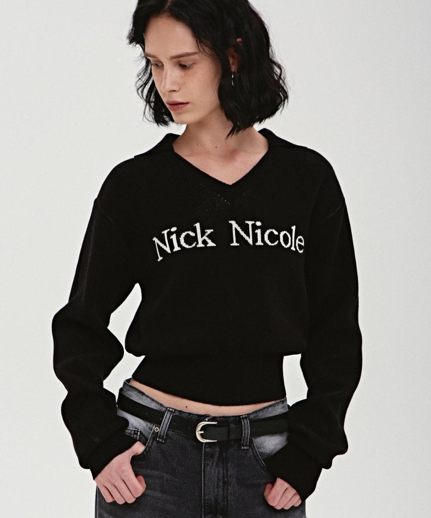 Nigaennikol Nicole Вязаный свитер с воротником Color Block_Черный