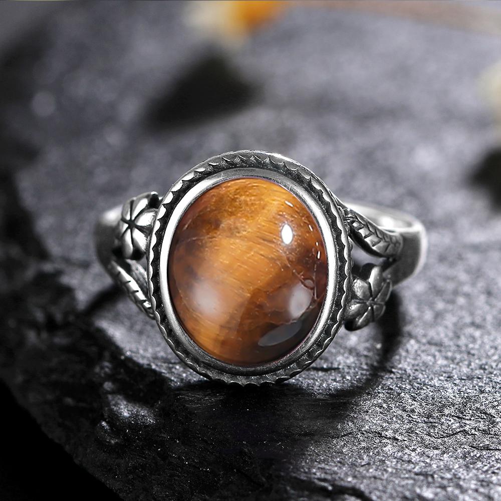 Серебряное кольцо S925 Femme JewelrНатуральный лунный камень Тигровый глаз Персонализированные кольца для женщин Bijoux Свадебные украшения Подарок