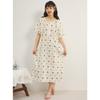 1011 summer new cartoon Korean semi-open neck floral pure cotton suspender goose yellow dog cotton nightdress women's nightdress