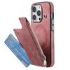 For iPhone 13 Pro Magnetic Case Card Holder Kickstand TPU+Leather Back Cover