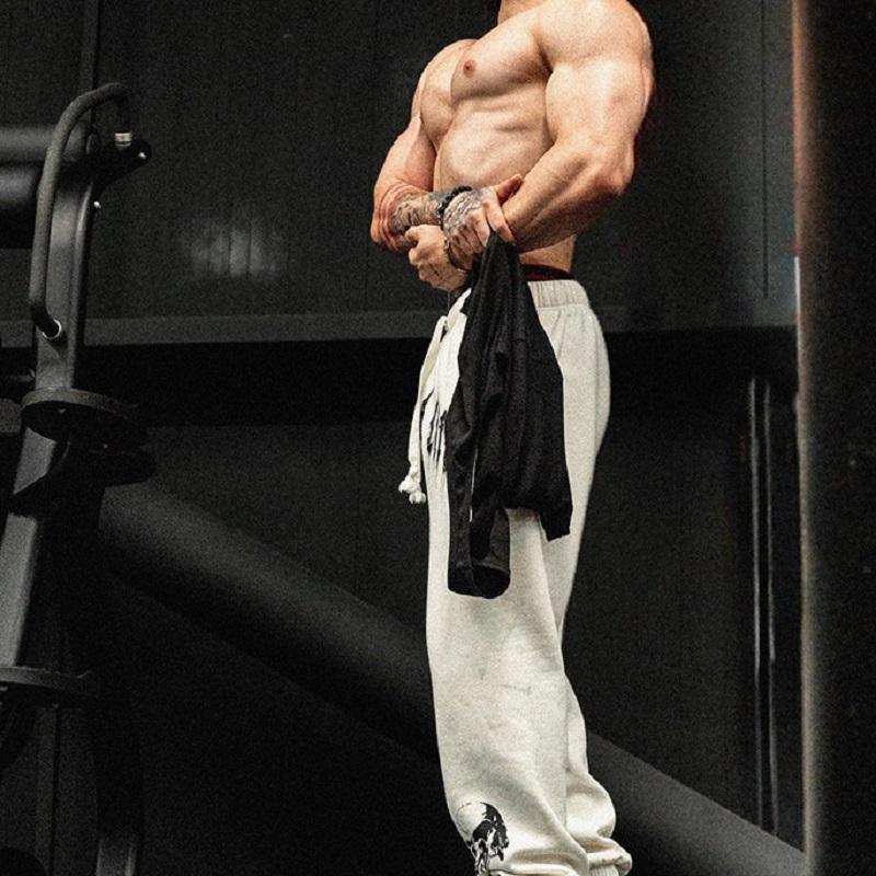 Весенние мужские спортивные штаны Европа США Длинные спортивные брюки для отдыха фитнеса тренировочные брюки для мужчин в спортзале