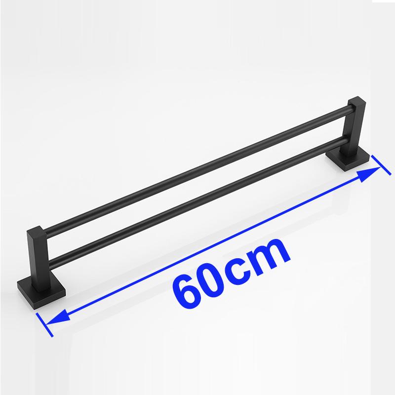 . Matte Black Finish Stainless Steel Bathroom Accessory Double Towel Bar Towel Rail Towel Holder YT-10798-H