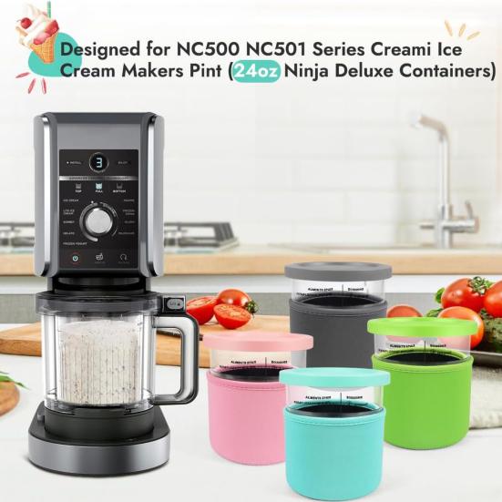 4 шт. Рукава для стаканов для мороженого для Ninja NC501 пинты Многоразовые неопреновые рукава Предотвращают конденсацию Нескользящие Стакан 16/24 унции