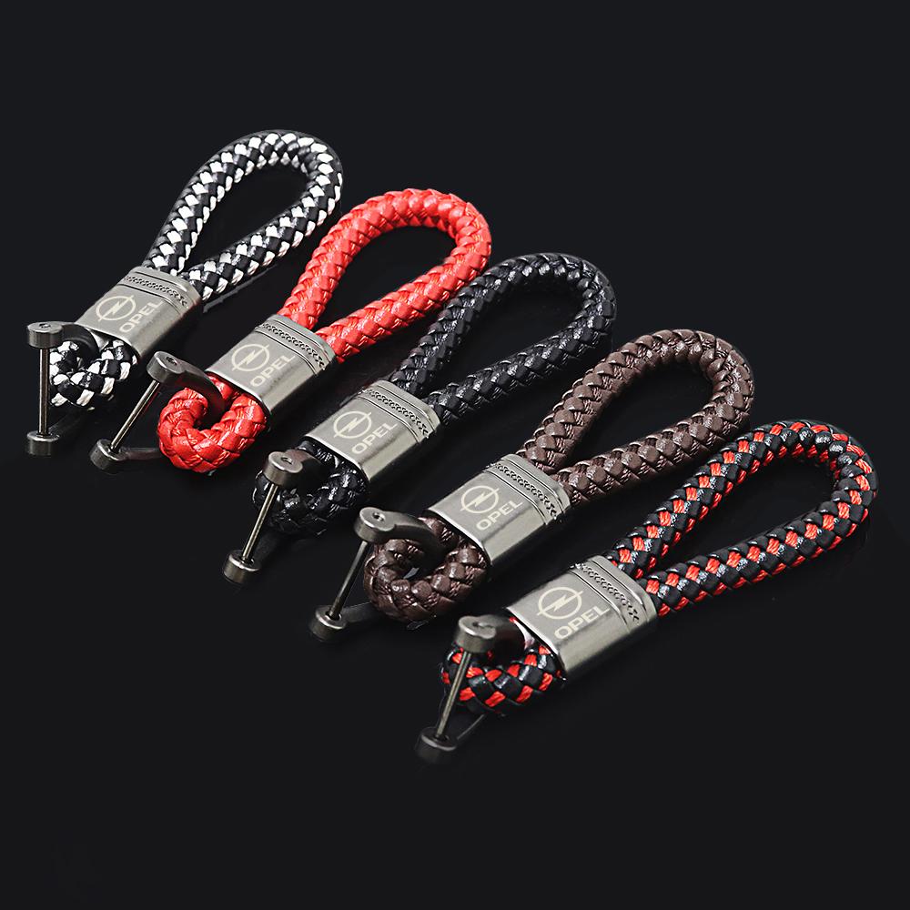 AAAJL1 Leather Rope KeyChain Hand Woven Horseshoe Buckle Key Ring Car Key Rings For opel astra g h j insignia zafira corsa d c vivaro z