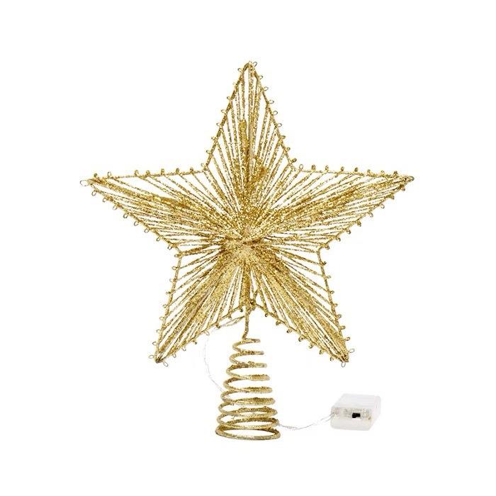 LED Glittering Rattan Wrought Iron Christmas Tree Topper Ornament