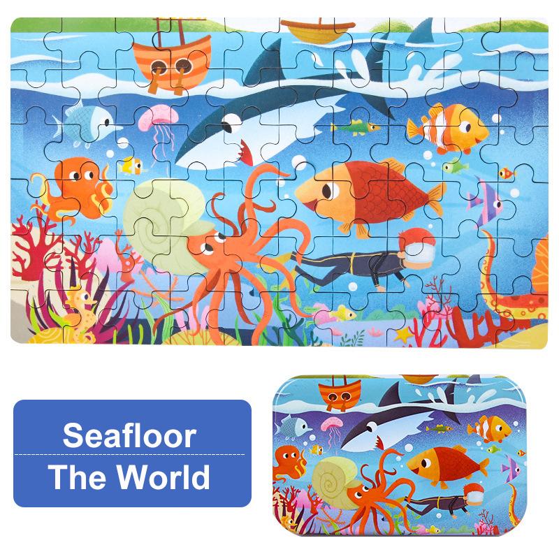 Пазл из 60 деталей, игры Монтессори, мультяшные животные, транспорт, пазлы с динозаврами для детей, развивающие игрушки, детский рождественский подарок