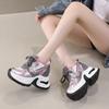 2025 New Ladies Shoes Mesh Women's Vulcanize Shoes Mixed Colors Breathable Women Sneakers Increase Height Lace Up Casual Shoes